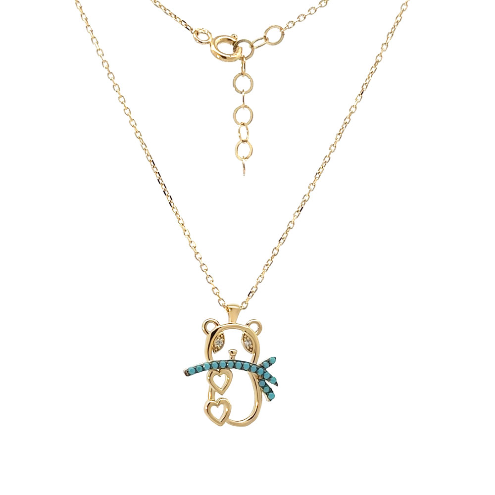 Колие жълто злато с висулка Панда
