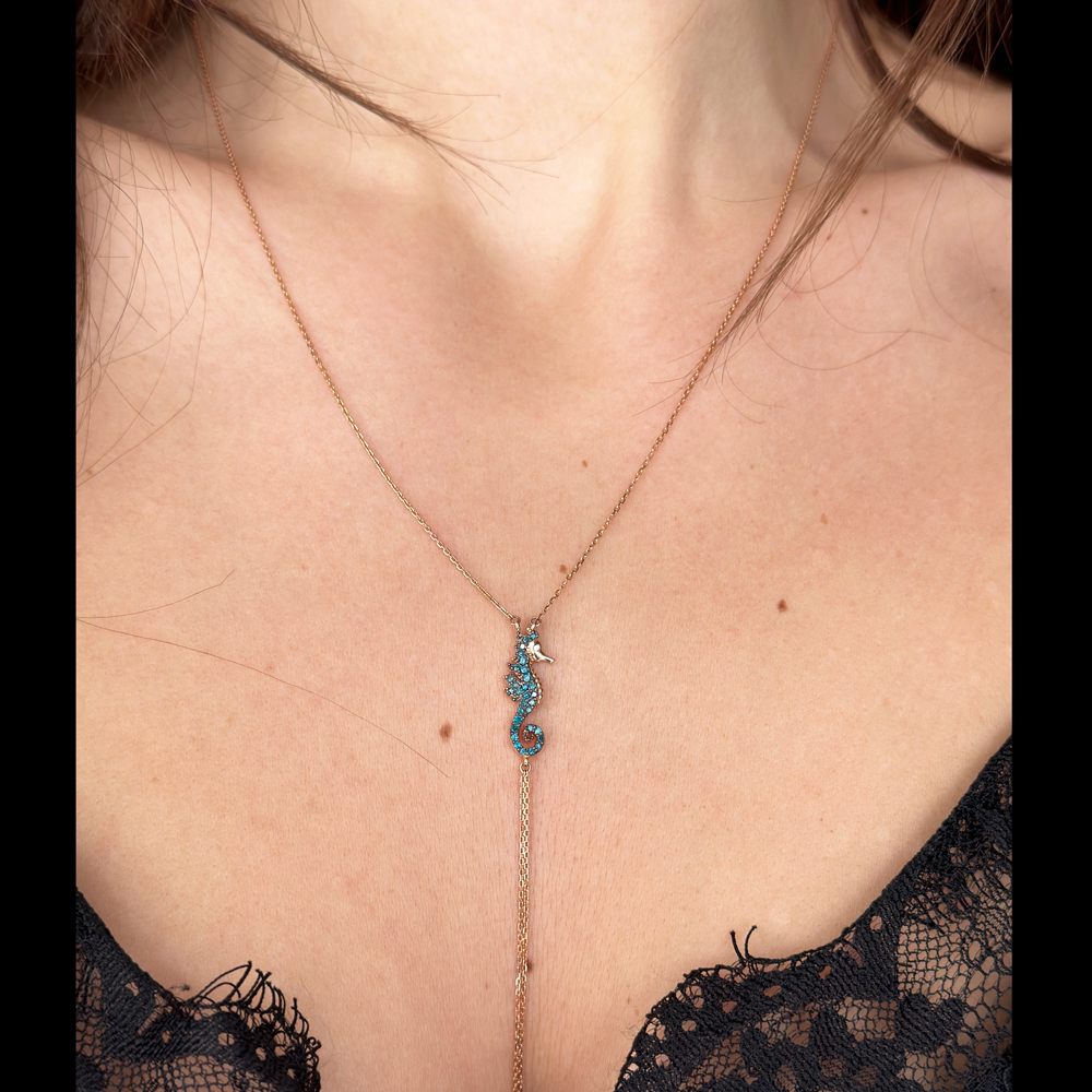 Чокър розово злато с морско конче