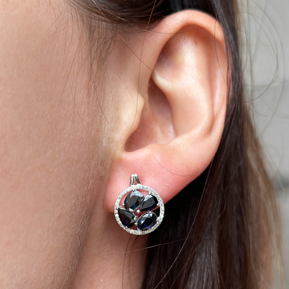 Диамантени обеци от бяло злато със сапфири Céleste