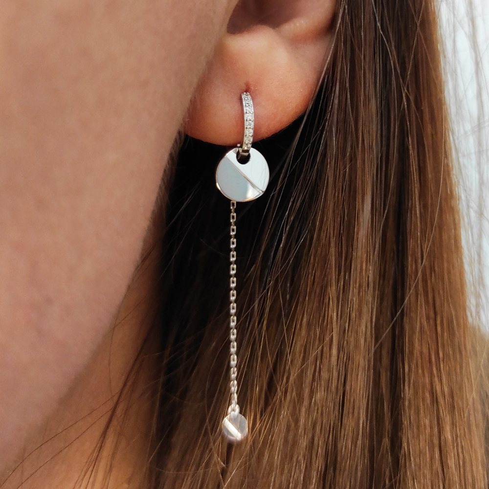 Бяло злато висящи обеци Stephanie