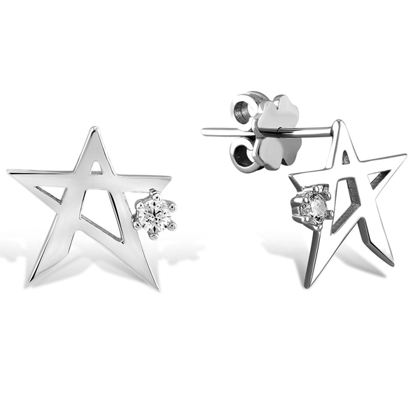 Обеци от бяло злато STAR