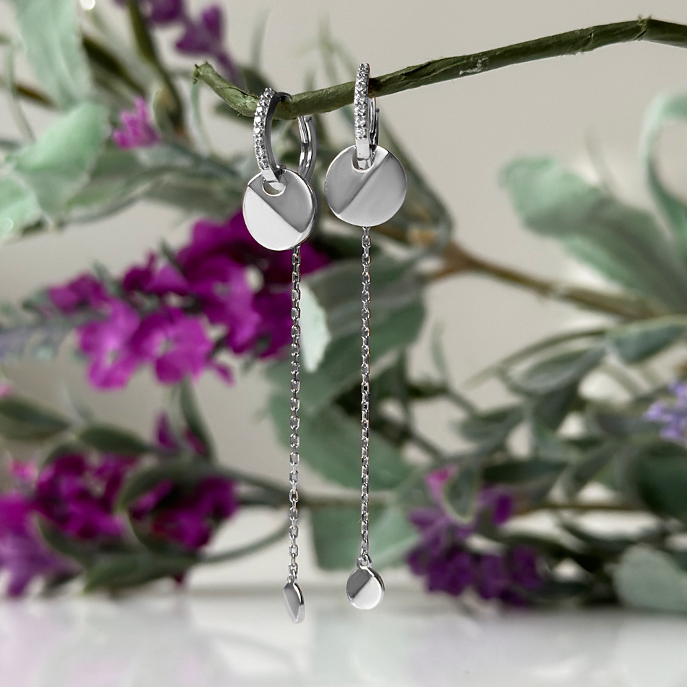 Бяло злато висящи обеци Stephanie