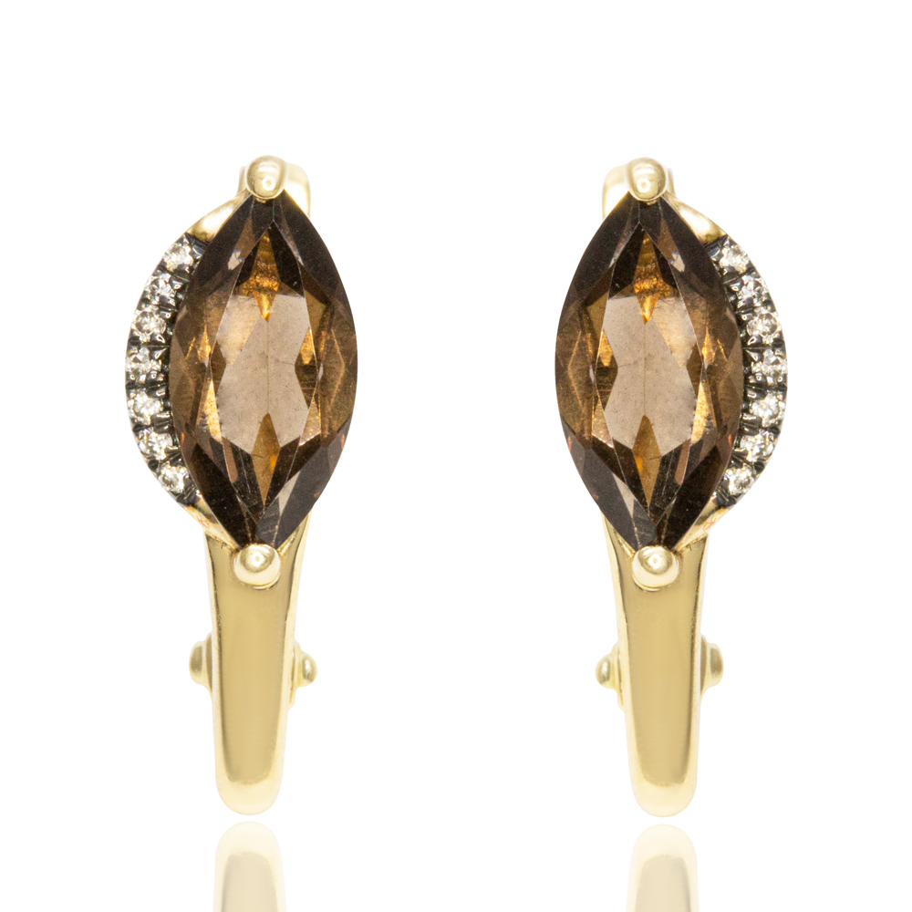 Диамантени обеци от жълто злато с топаз