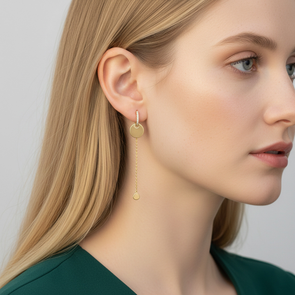 Жълто злато висящи обеци Stephanie