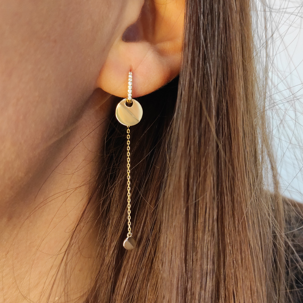 Жълто злато висящи обеци Stephanie