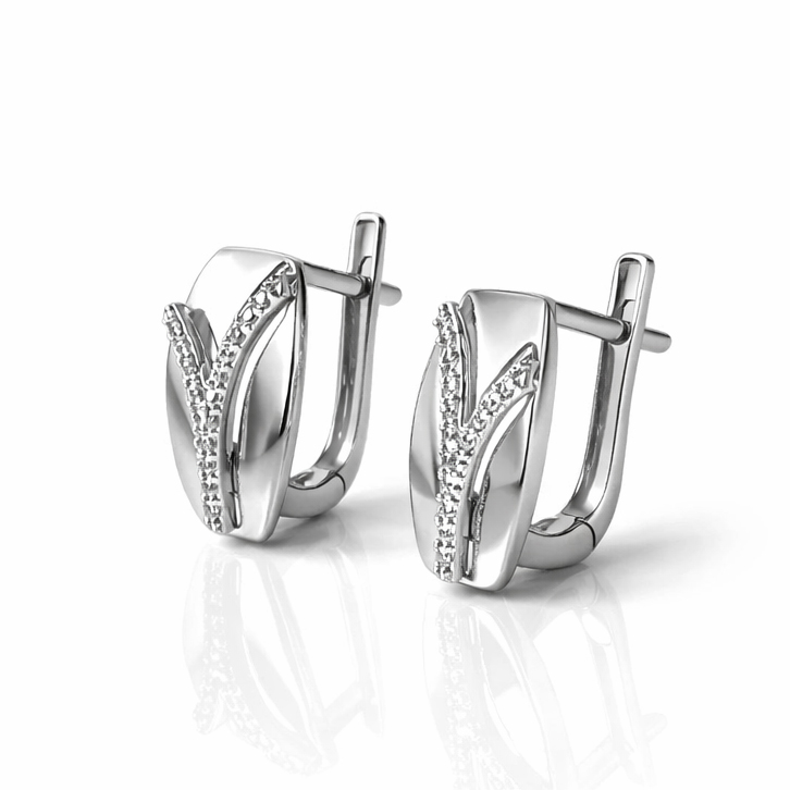 Обеци с камъни бяло злато VANESA