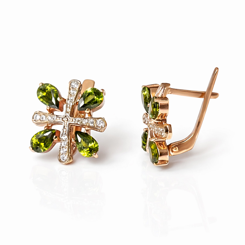 Розово злато обеци Peridot