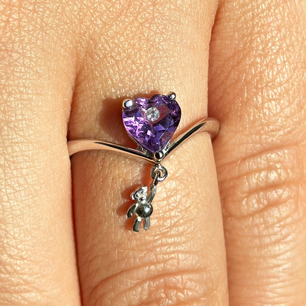 Пръстен с аметист и диамант bear love