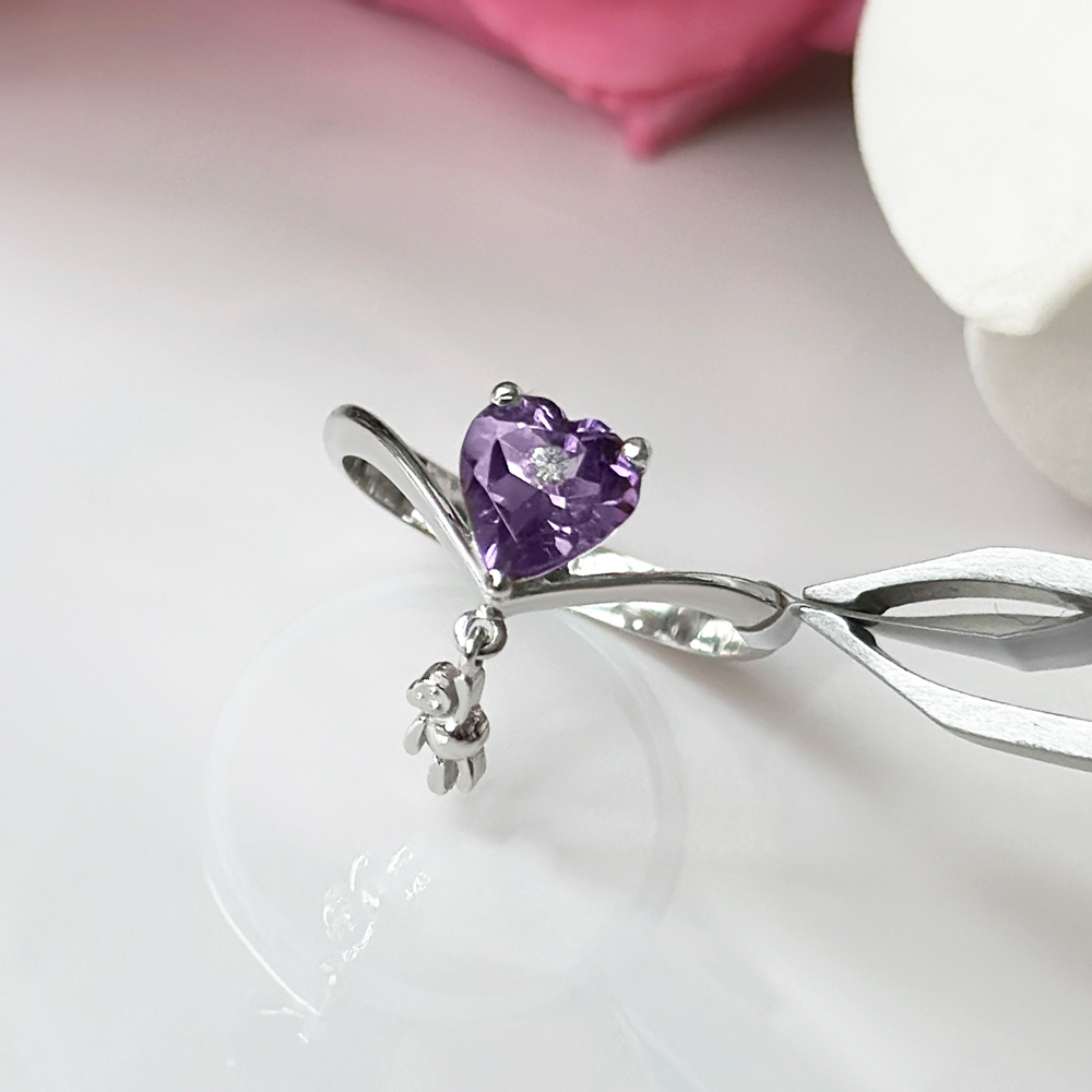 Пръстен с аметист и диамант bear love