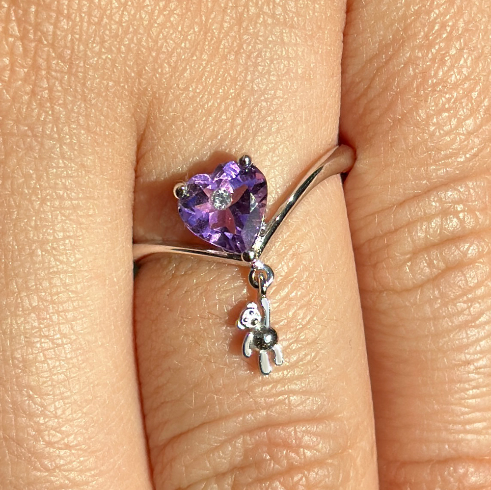 Пръстен с аметист и диамант bear love