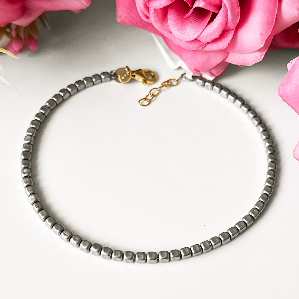 Твърда Гривна бяло злато Unique