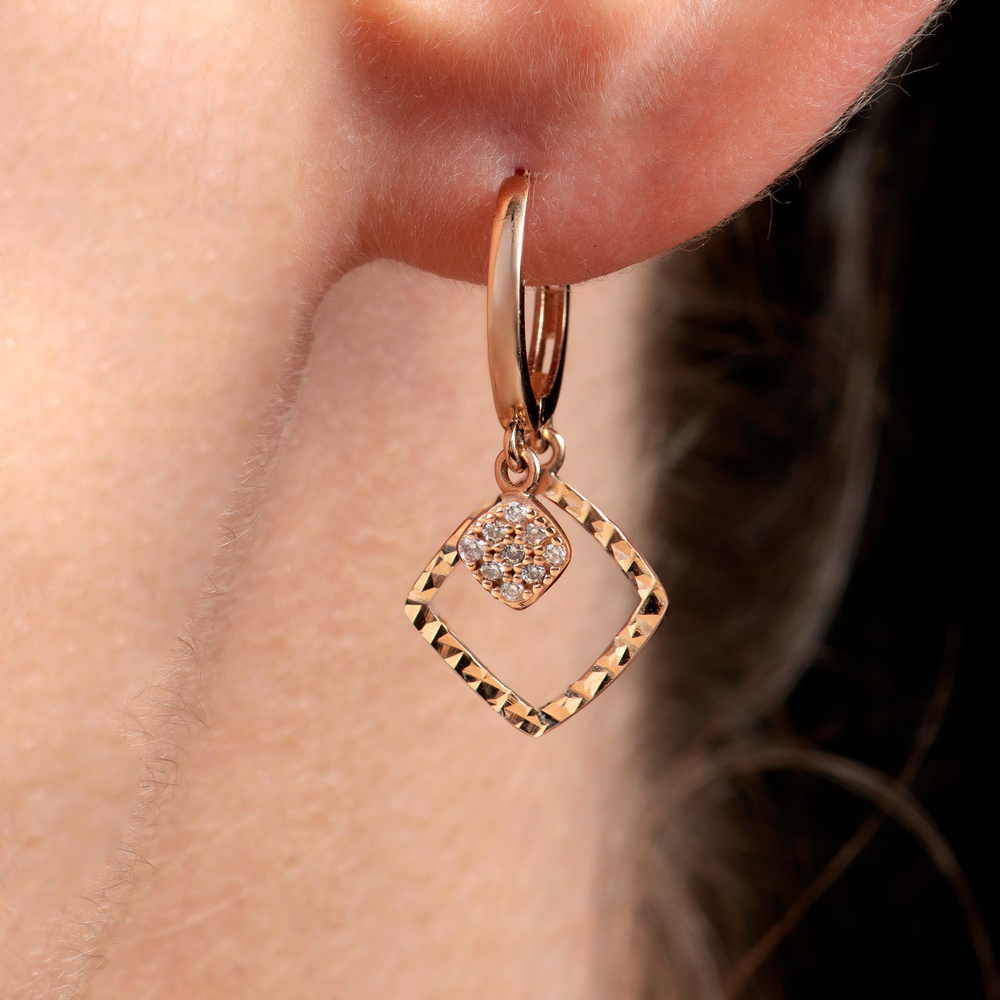 Висящи обеци от розово злато Carly