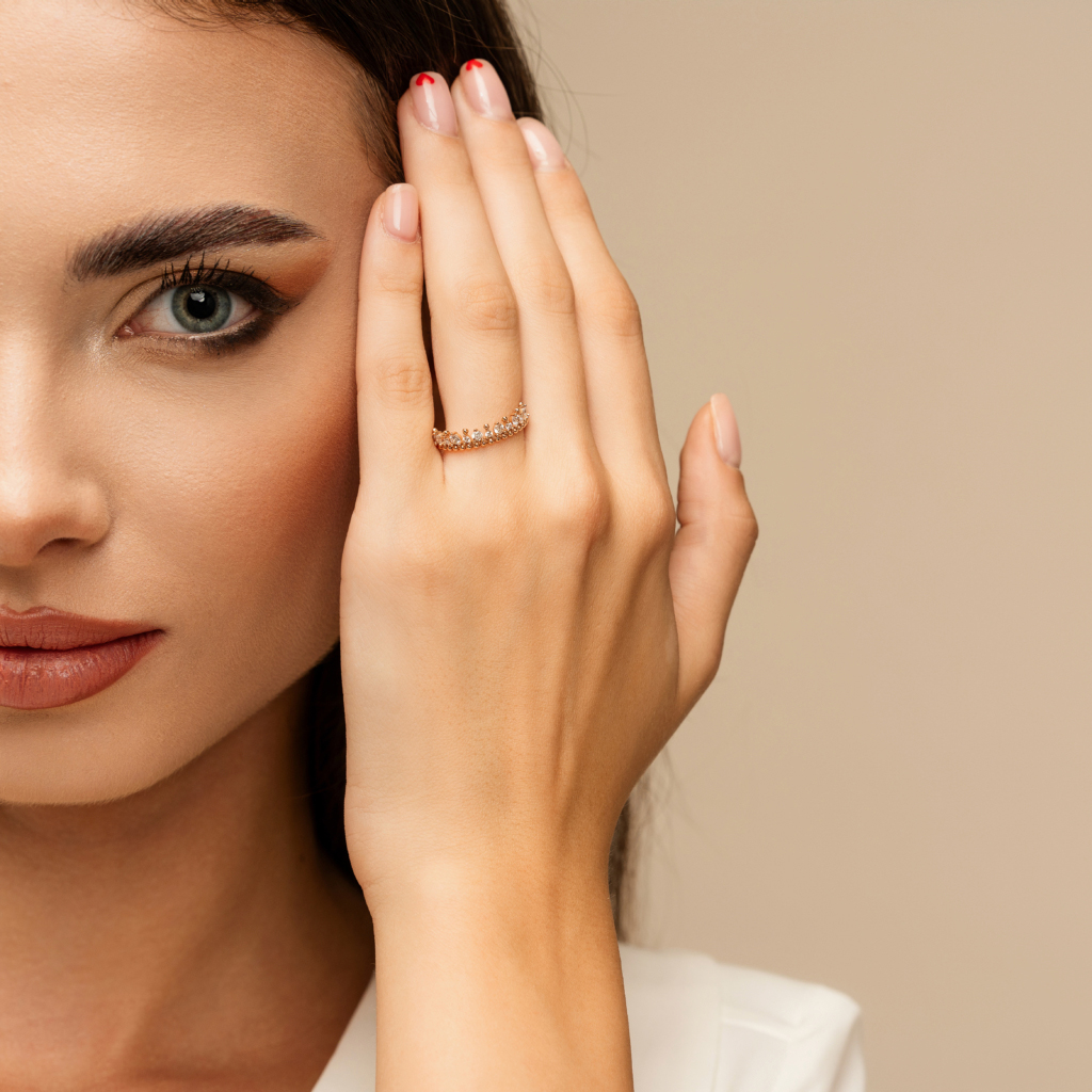 Пръстен Корона от бяло злато