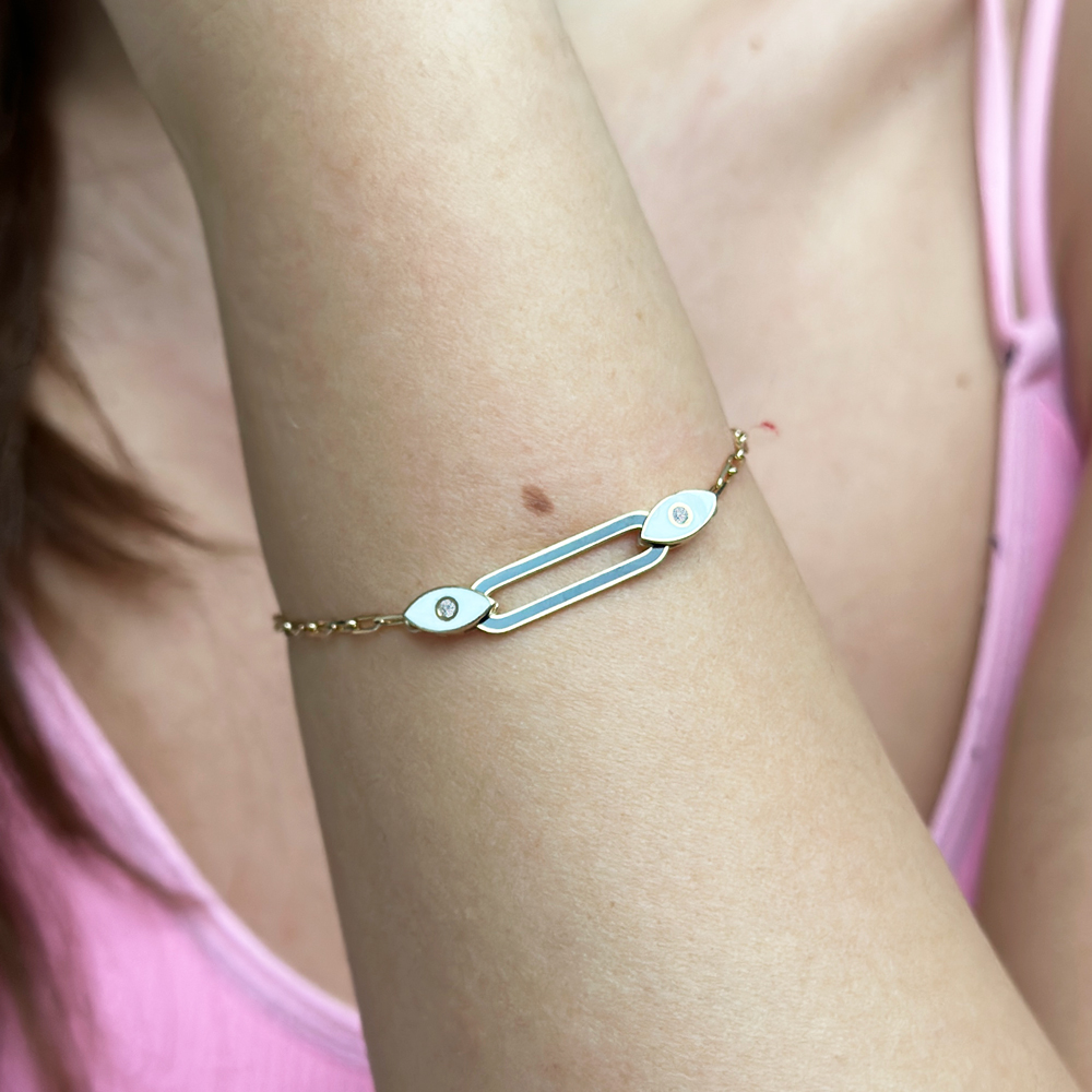 Жълто злато гривна с емайл MIKA