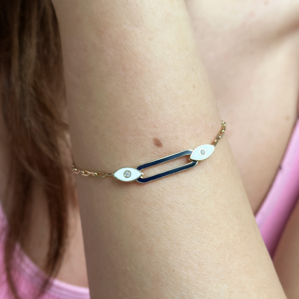 Жълто злато гривна с емайл MIKA