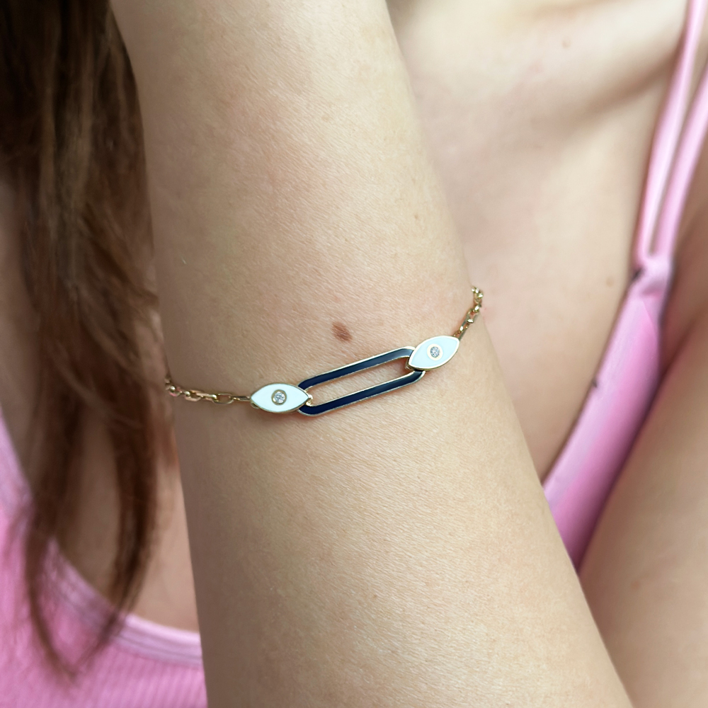 Жълто злато гривна с емайл MIKA