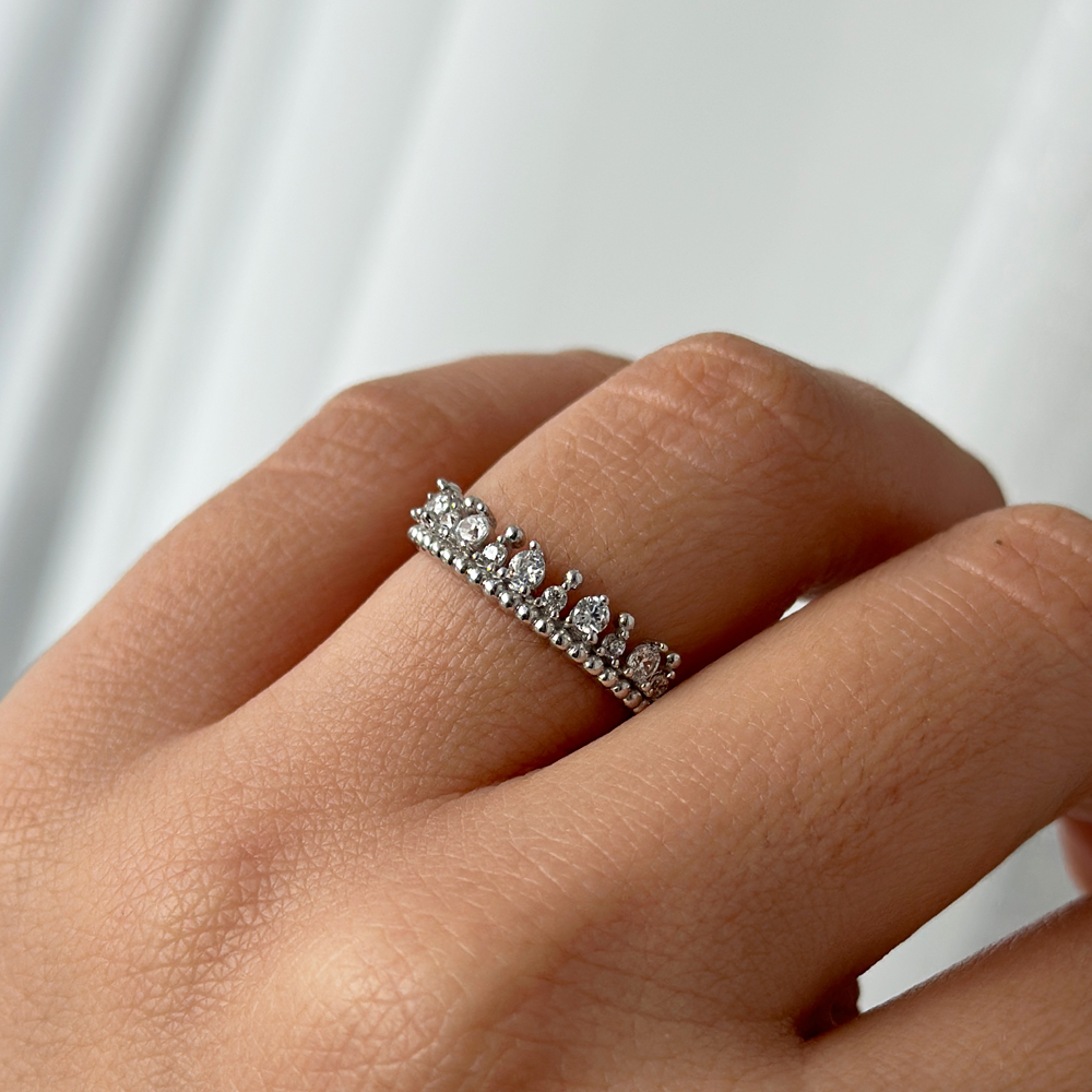 Пръстен Корона от бяло злато