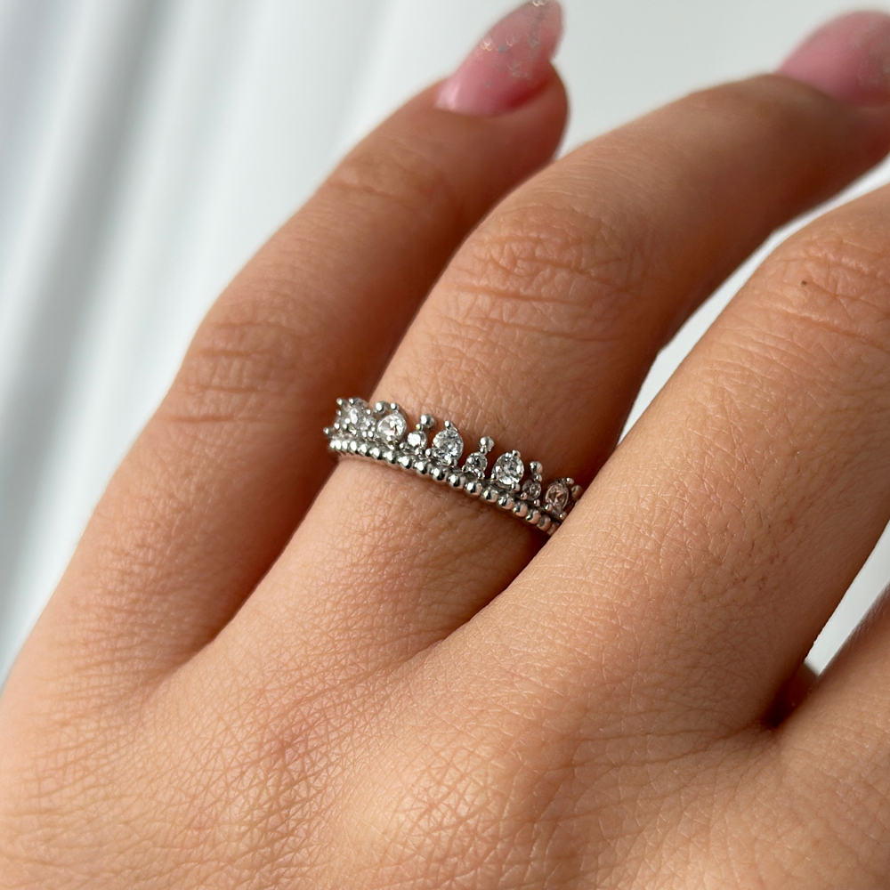 Пръстен Корона от бяло злато