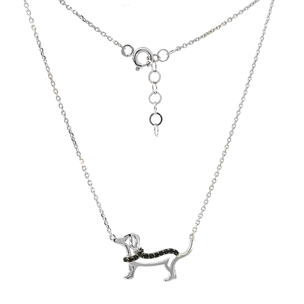 Колие бяло злато с висулка кученце