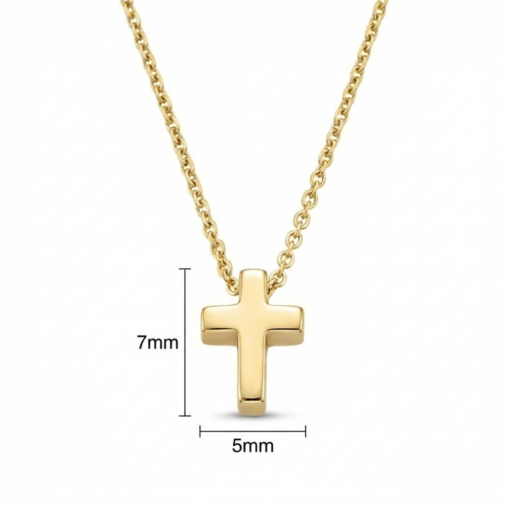 Жълто злато колие с малък кръст