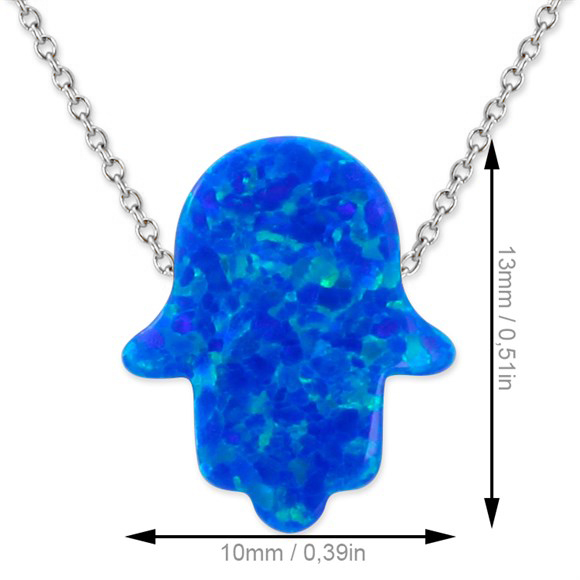 Колие от бяло злато и опал ръка на Фатима