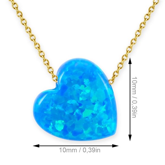 Колие от жълто злато с опалено синьо сърце