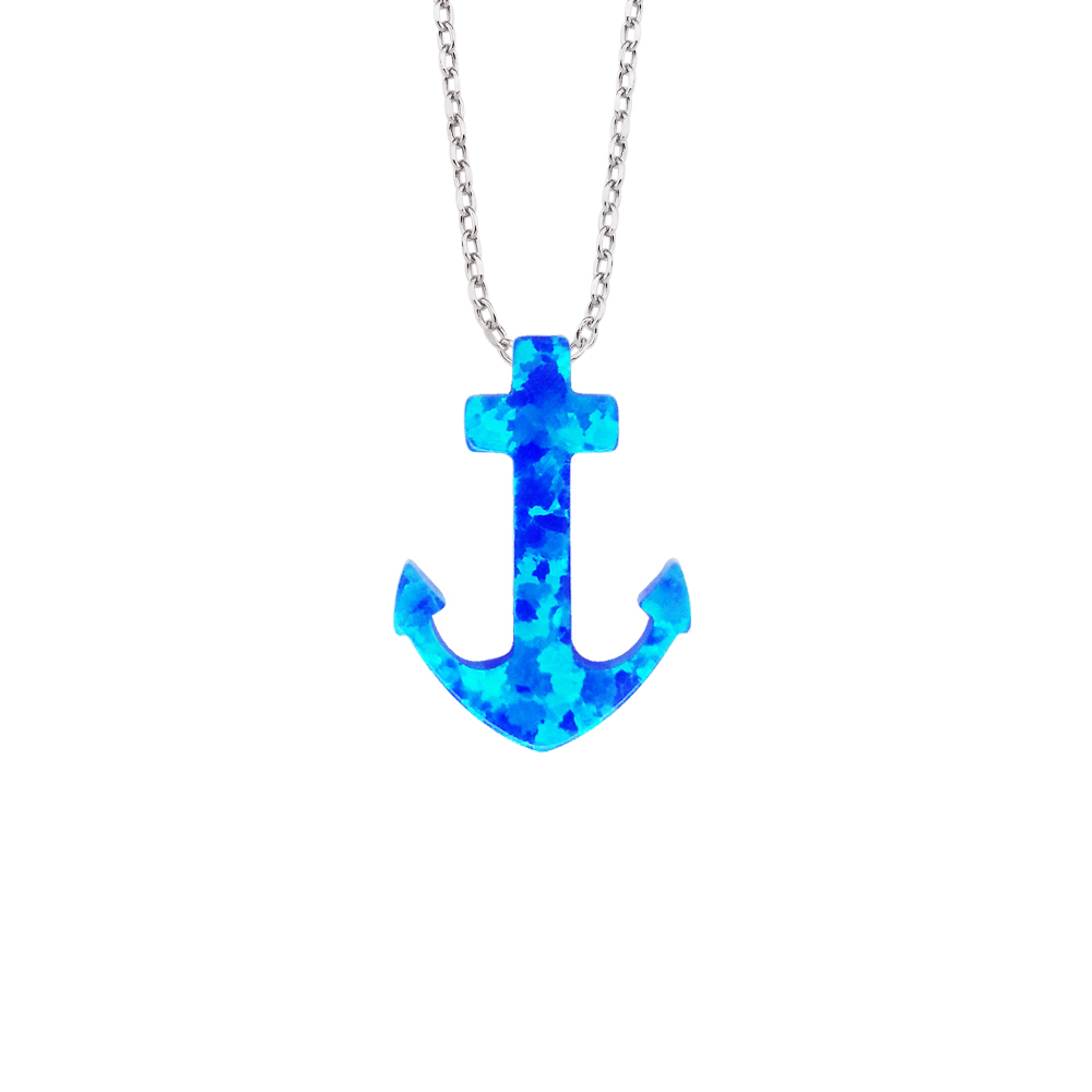 Бяло злато колие с опалена котвичка