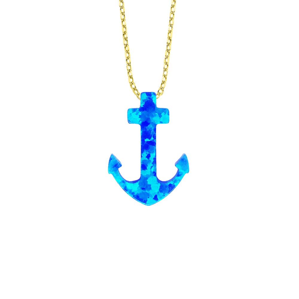 Жълто злато колие с опалена котвичка