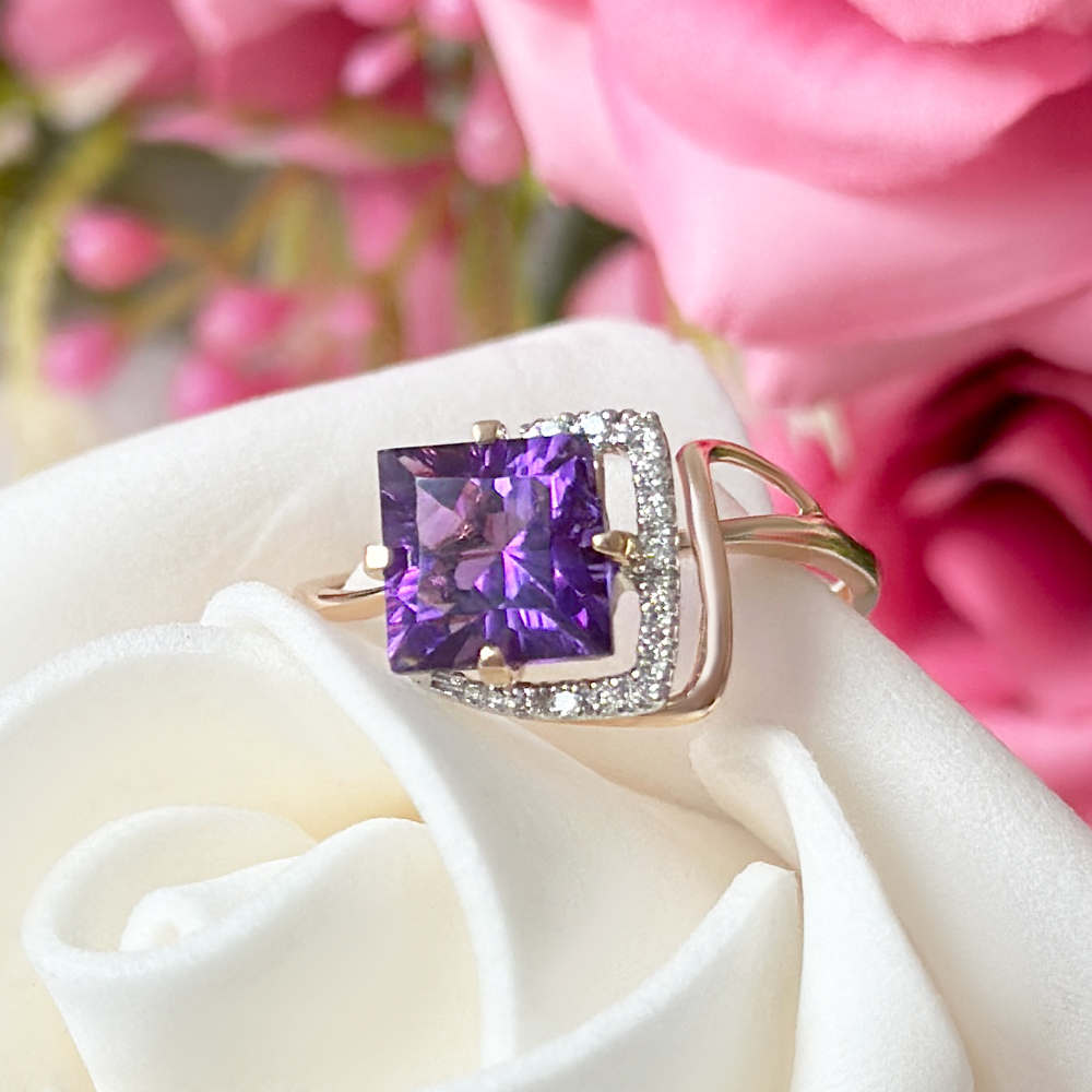 Пръстен с диаманти и аметист Tamara