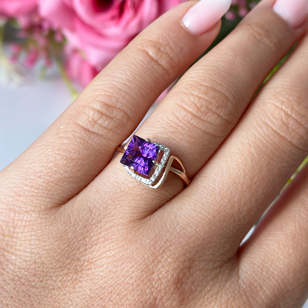 Пръстен с диаманти и аметист Tamara