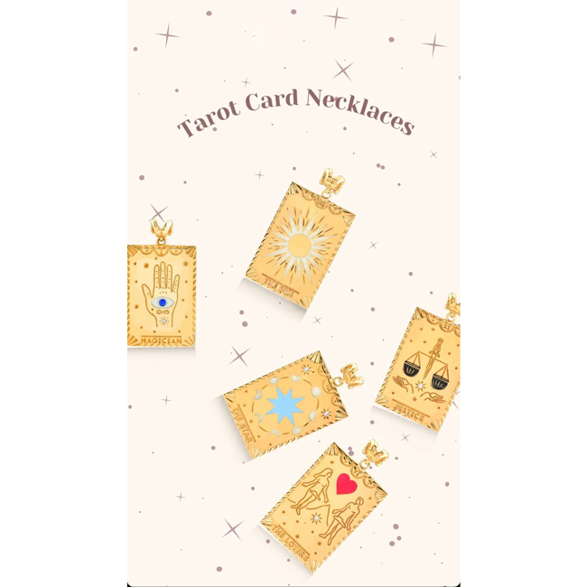 Жълто злато колие с висулка карта таро THE MOON