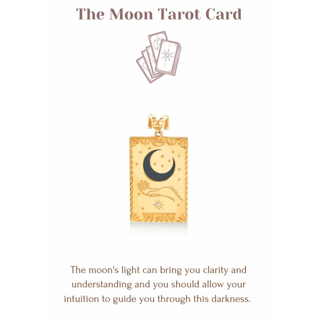 Жълто злато колие с висулка карта таро THE MOON