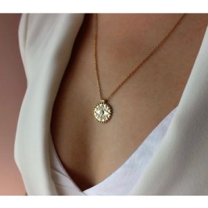 Жълто злато колие с висулка ХАМСА ръката на Фатима