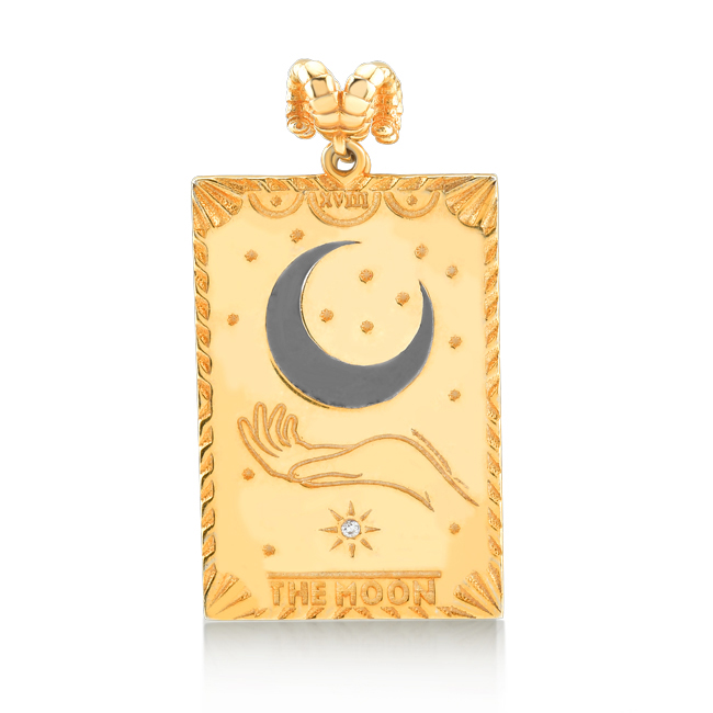 Жълто злато колие с висулка карта таро THE MOON
