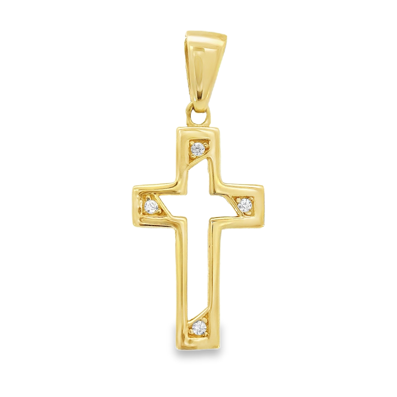 Жълто злато кръст с камъни циркон ARTE