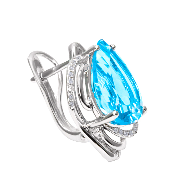 Обици с диаманти и аквамарин Jacklin