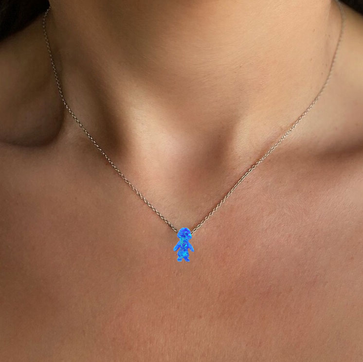 Колие от розово злато с опалено момченце