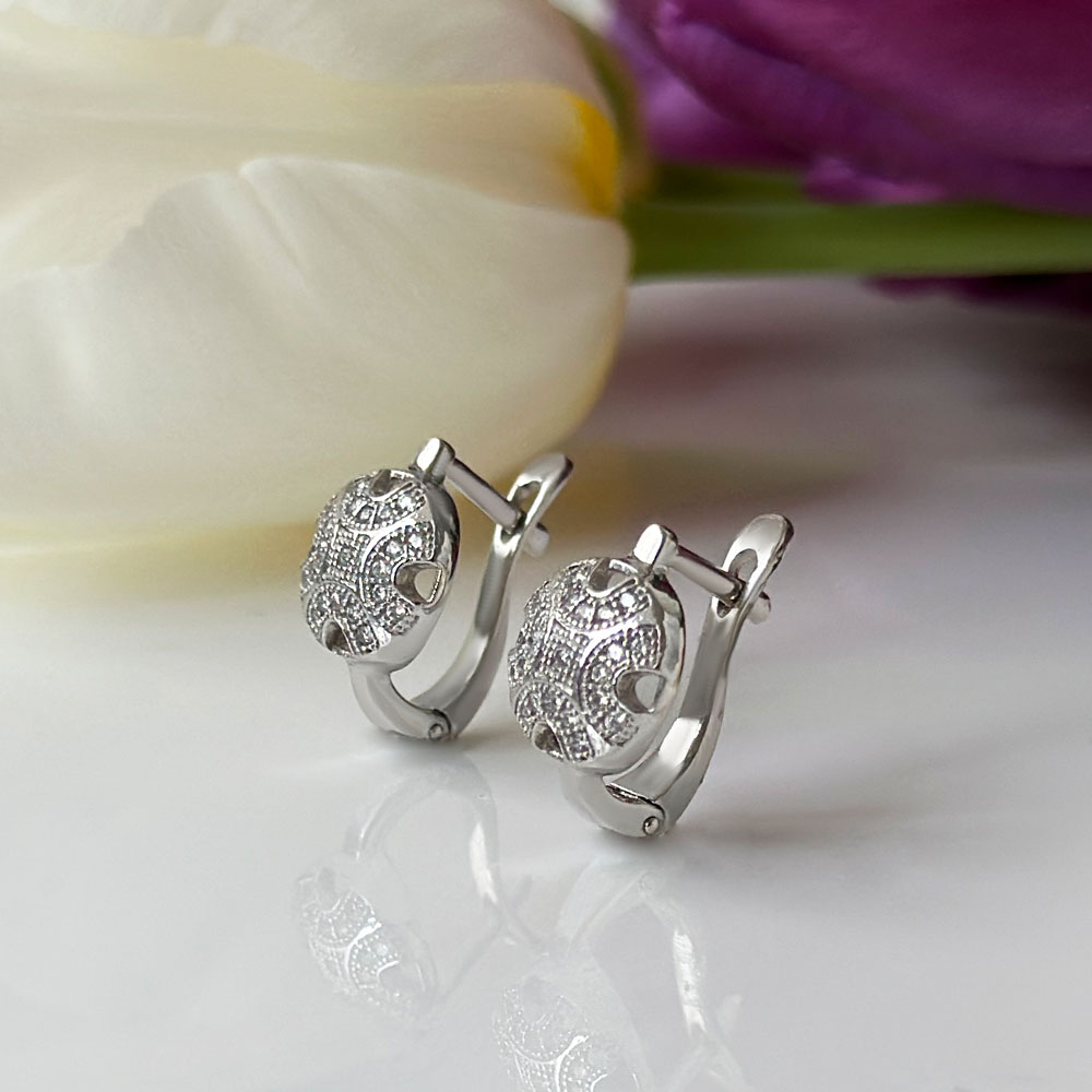 Обеци бяло злато Barbara