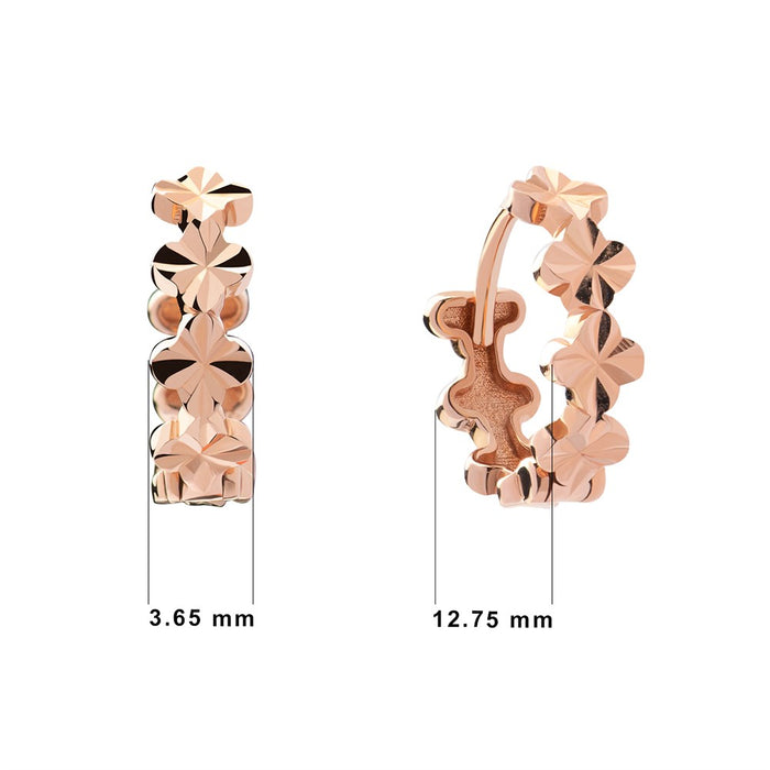 Жълто злато обеци халки с лазерна обработка Lisa