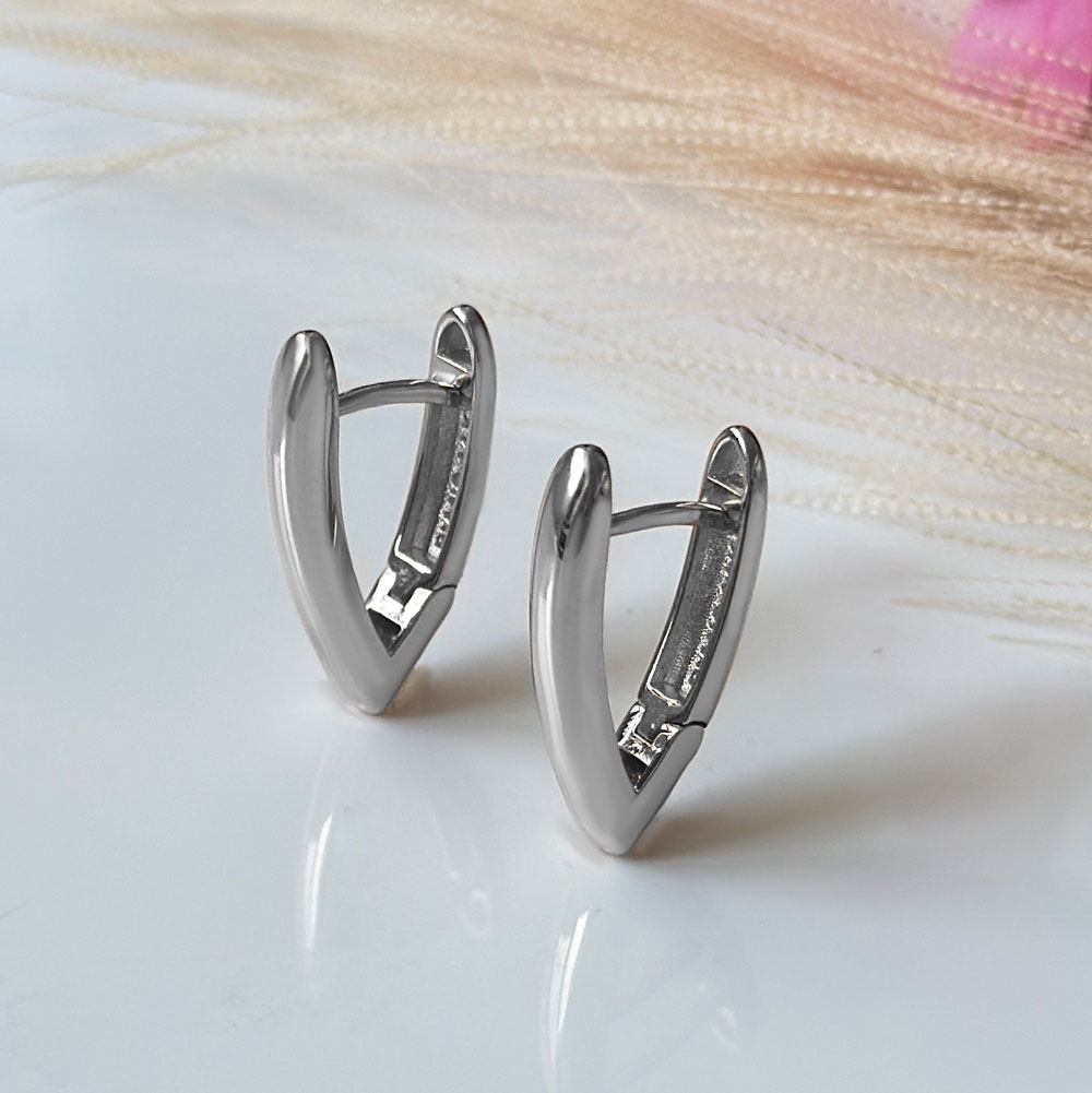 Бяло злато обеци без камъни VIKI