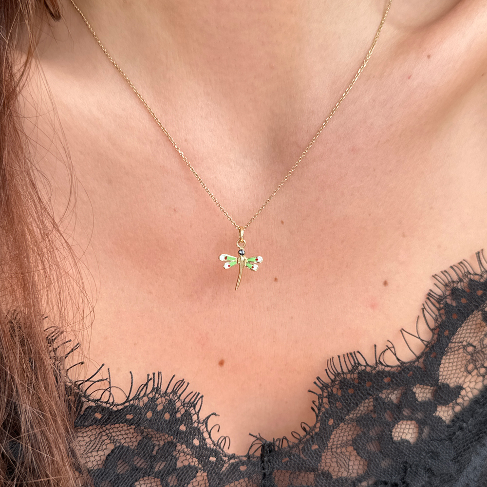 Висулка жълто злато  Green Dragonfly