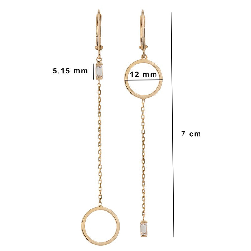 Дълги Висящи Обеци бяло злато ALEX