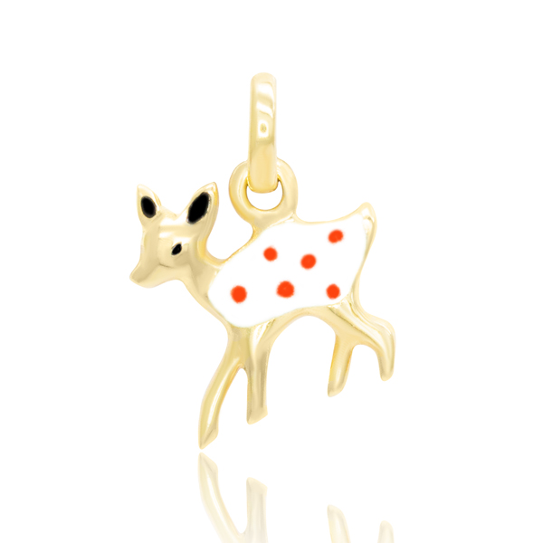 Малка златна висулка сърничка в бяло Doe