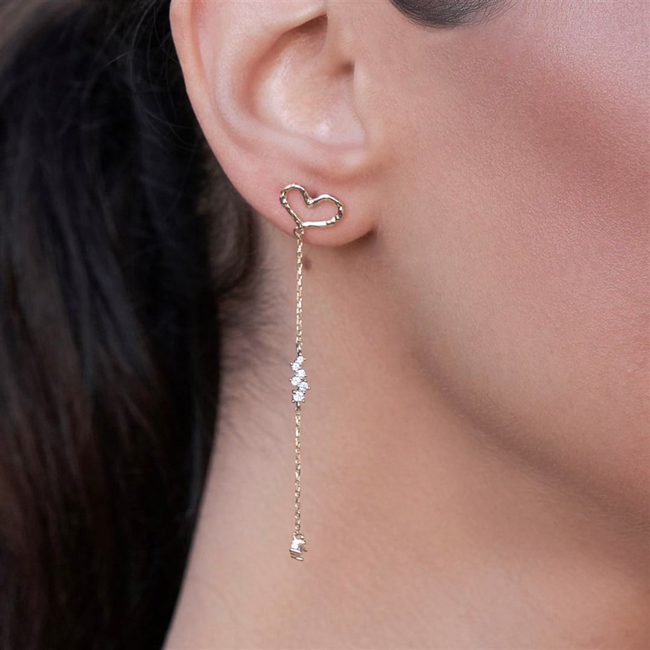 Висящи обеци от бяло злато Marie