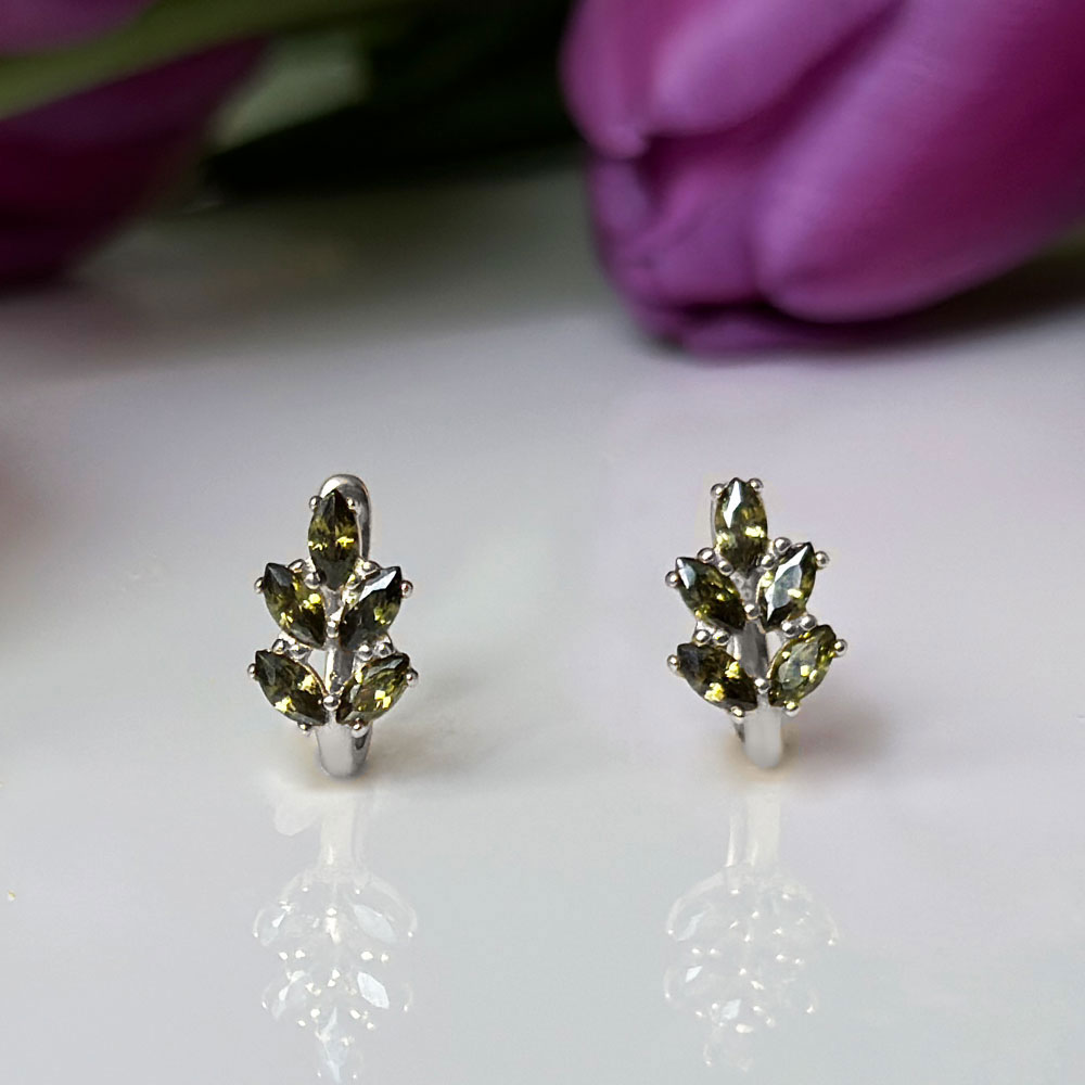 Обеци от бяло злато с турмалин Fleur