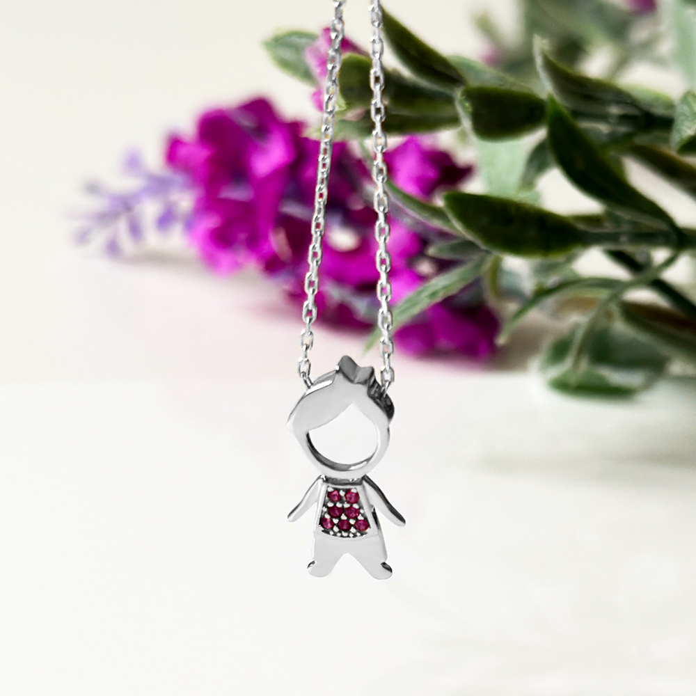 Колие от бяло злато с висулка детенце