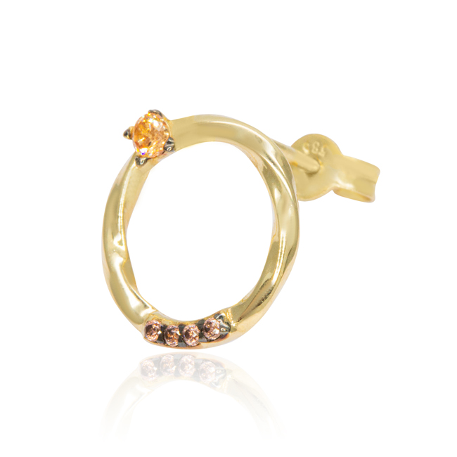 Обеци кръг от жълто злато с камъни