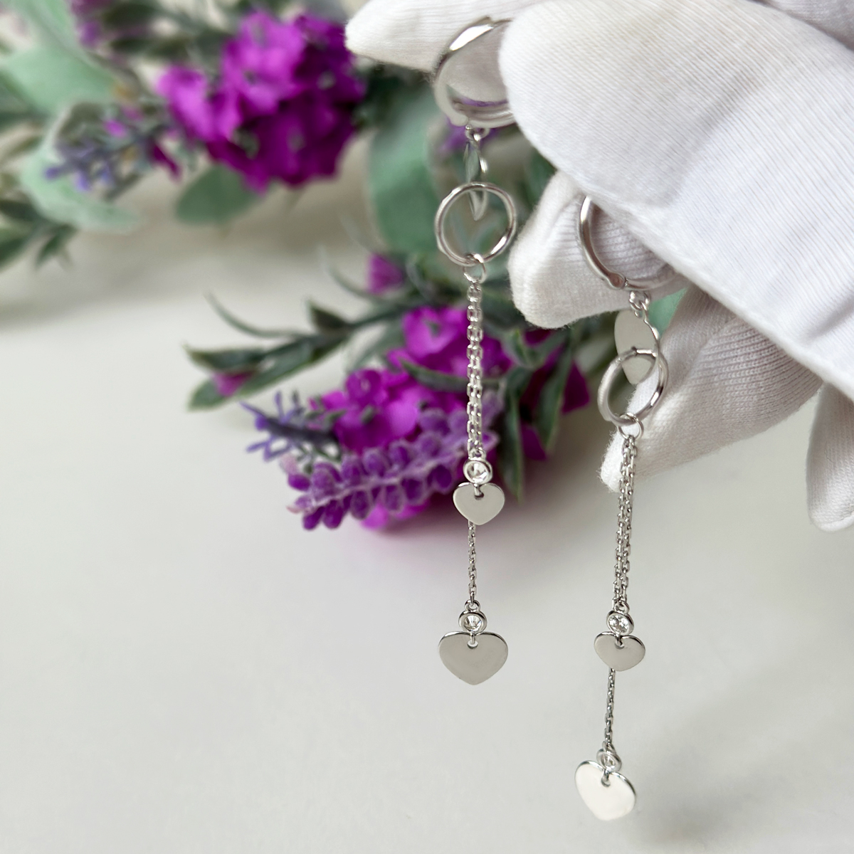 Бяло злато обеци Jessy