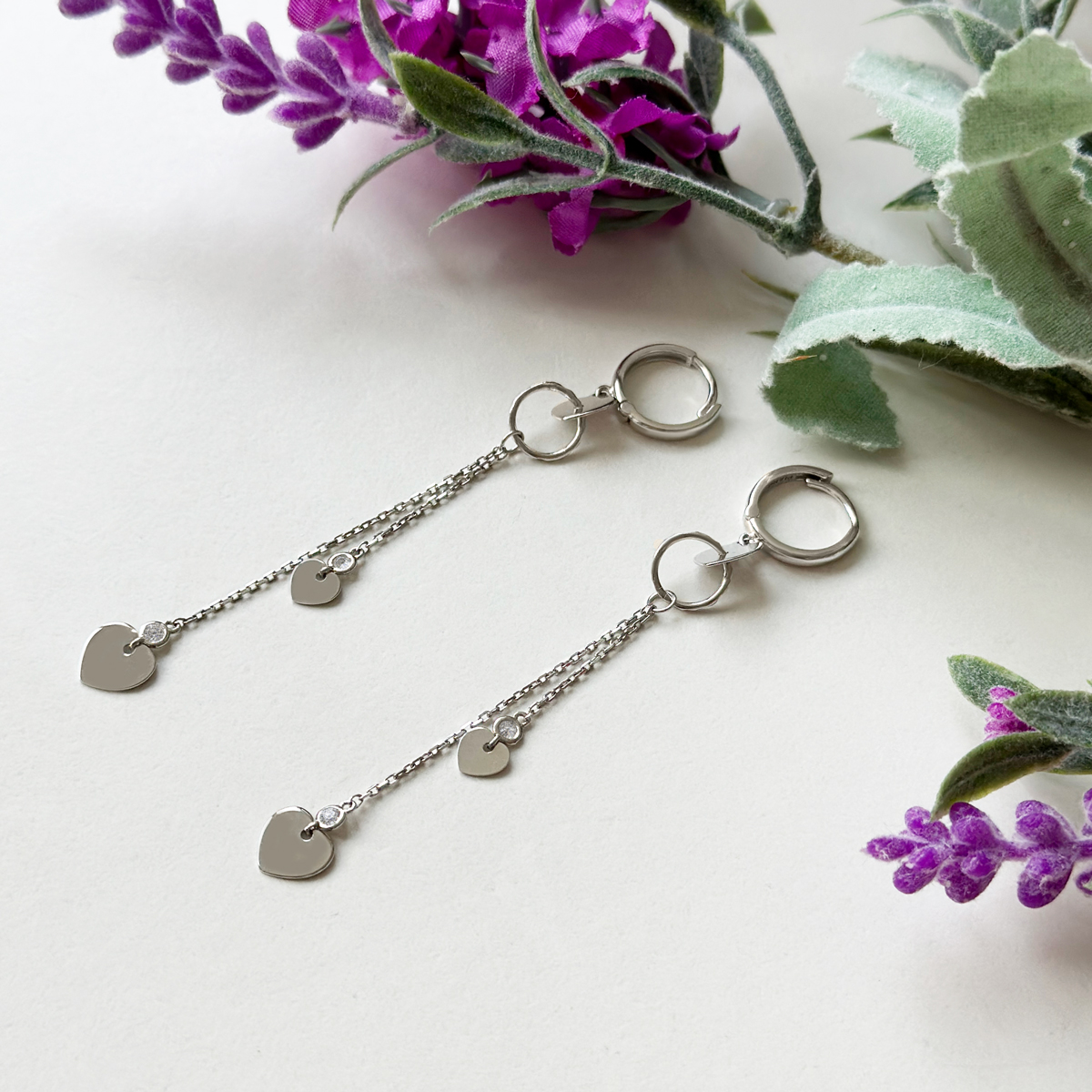 Бяло злато обеци Jessy