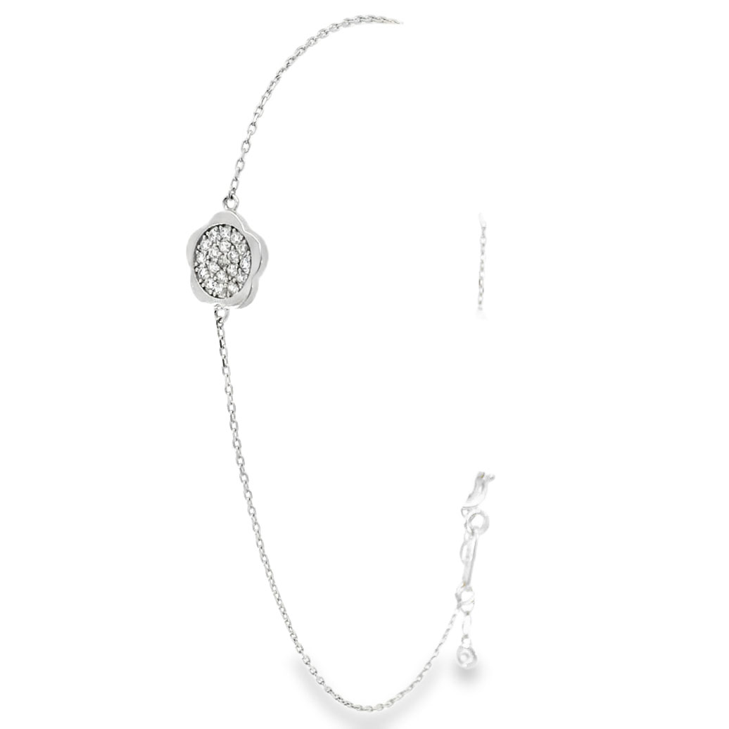 Гривна бяло злато с цвете